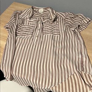 Striped Short Sleeve Blouse